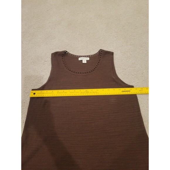 Coldwater Creek Cardigan Sweater Set W/Tank Brown Sequin 3/4 Sleeve Women's Lg - Picture 6 of 12